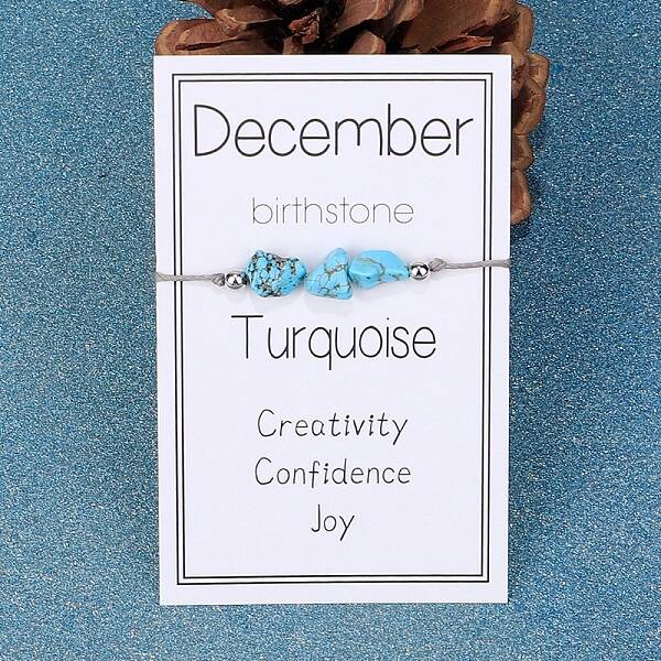 Synthetic Turquoise Nugget Braided Bead Bracelet