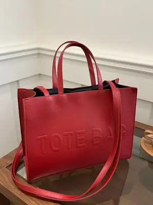 Women's Letter Pattern Tote Bag, Fashionable Large Capacity Shoulder Bag for Daily Commute, Casual Trendy Versatile High-qual...