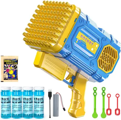 86 Hole Electric Bubble Maker Machine, 50000+ Bubbles/Min Bubble Blower with 4 LED Colorful Lights, Summer Toys Gifts for Out...