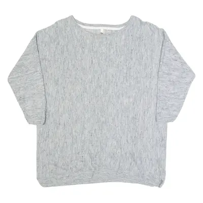 WHITE STUFF Womens Jumper Grey Tight Knit 3/4 Sleeve Linen UK 12