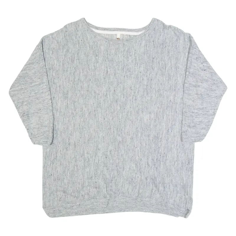WHITE STUFF Womens Jumper Grey Tight Knit 3/4 Sleeve Linen UK 12