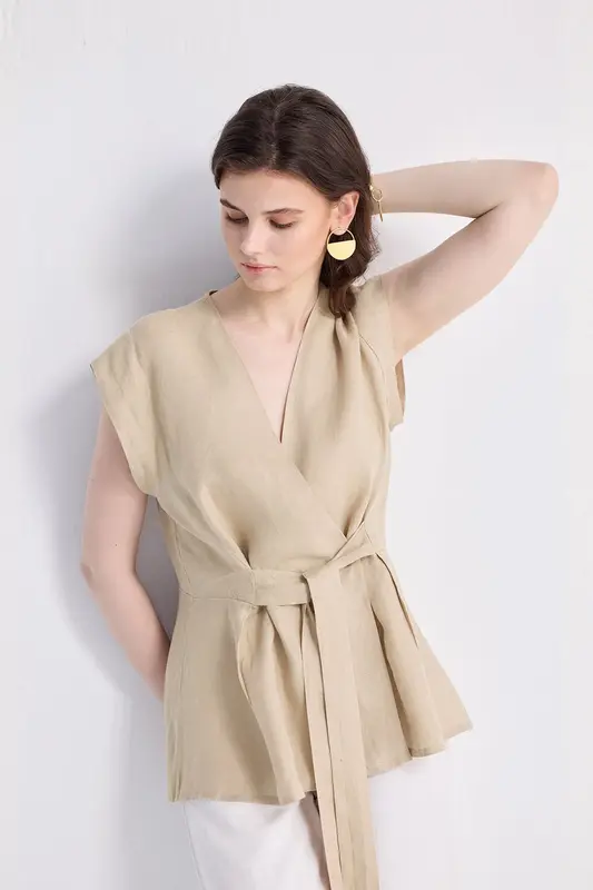 Power Moves Short Sleeve Top in Neutral Beige | Color: Neutral Beige | Size: 2XL