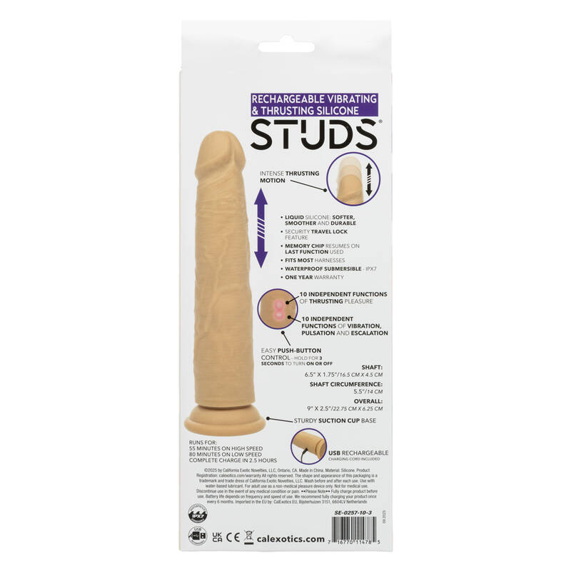 Rechargeable Vibrating and Thrusting Silicone Studs - Ivory