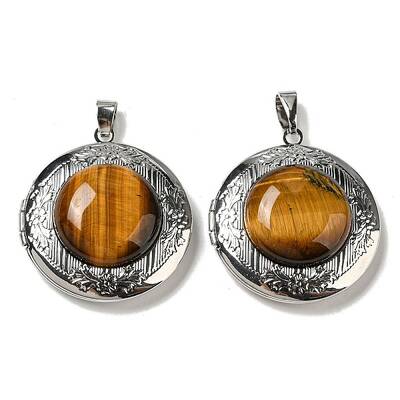 Natural Tiger Eye Locket Pendants