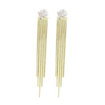 Cubic Zirconia Chains Tassel Earrings