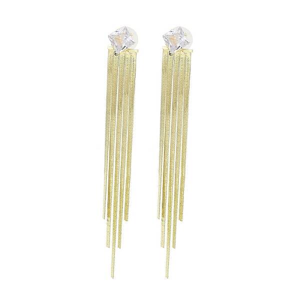 Cubic Zirconia Chains Tassel Earrings