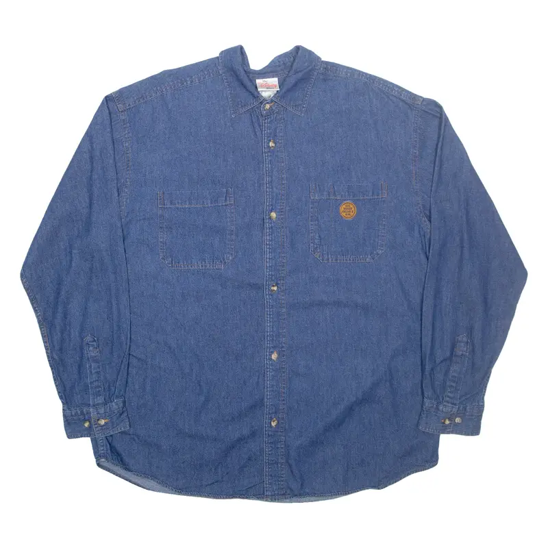 DISNEY Denim Look Tigger Mens Plain Shirt Blue Long Sleeve L