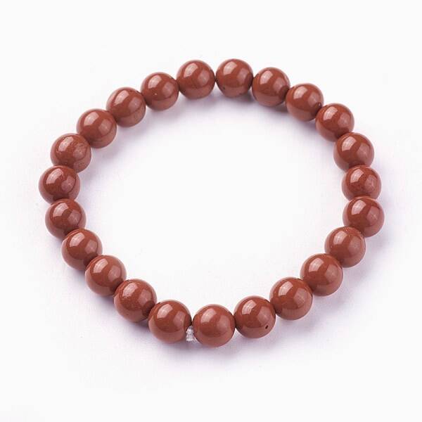 Natural Red Jasper Beads Stretch Bracelets