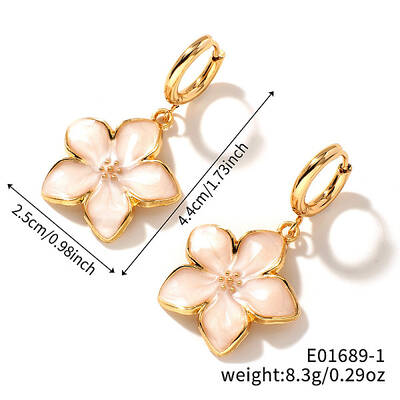 Floral Field Style High-end Daily Brass Hoop Earrings