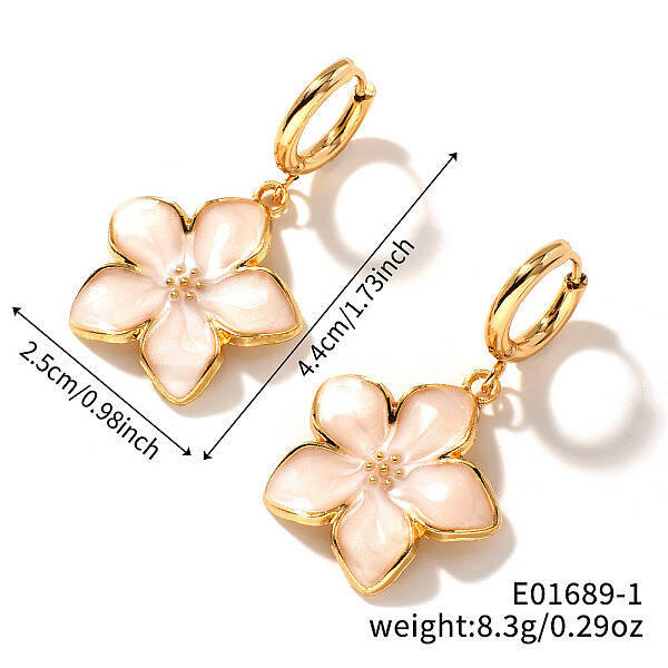 Floral Field Style High-end Daily Brass Hoop Earrings
