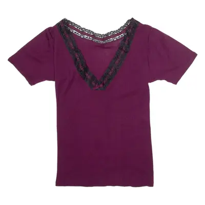 Womens Blouse Purple V-Neck XXS