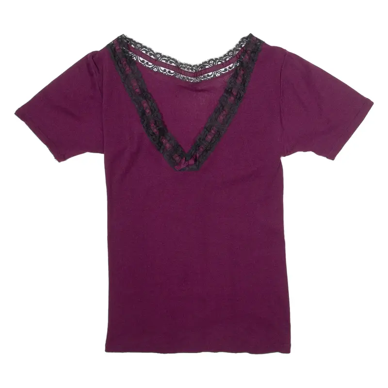 Womens Blouse Purple V-Neck XXS