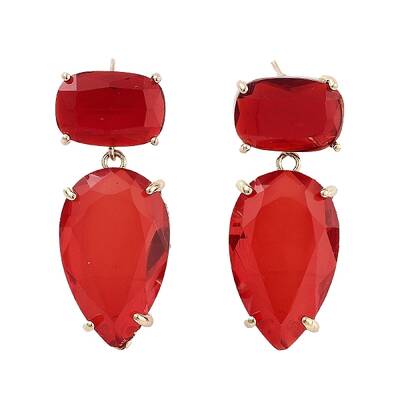 Glass Teardrop Dangle Stud Earrings