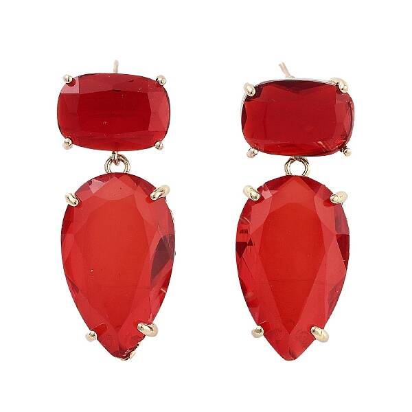 Glass Teardrop Dangle Stud Earrings