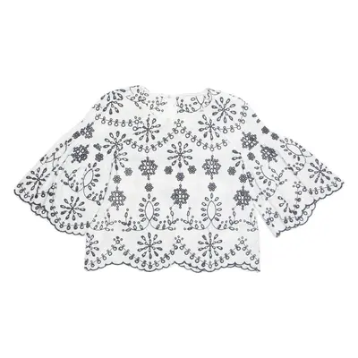 ZARA Womens Printed Top White Long Sleeve Floral M
