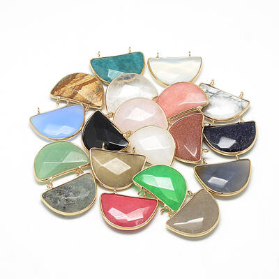 Natural & Synthetic Mixed Stone Semi Circle Pendants