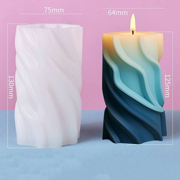 Wavy Pillar DIY Silicone Candle Molds