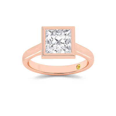 Secret Kiss Bezel Set Princess Cut Lab Grown Diamond Engagement Ring | 14K Rose Gold 3 1/2 CT. TW.