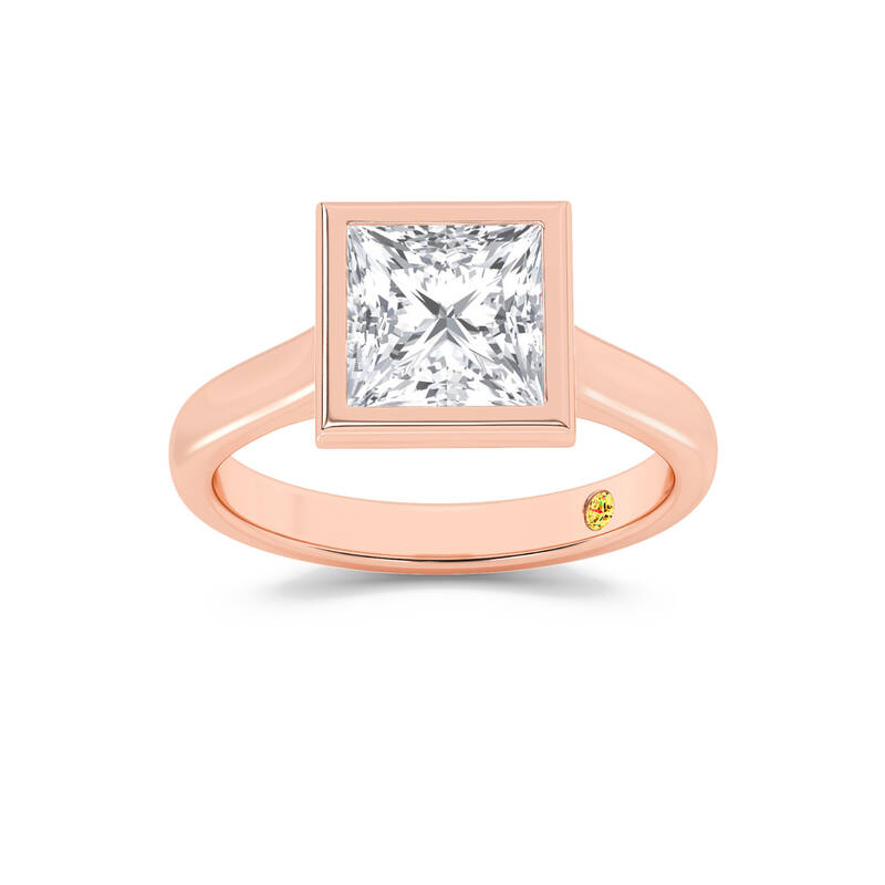 Secret Kiss Bezel Set Princess Cut Lab Grown Diamond Engagement Ring | 14K Rose Gold 3 1/2 CT. TW.