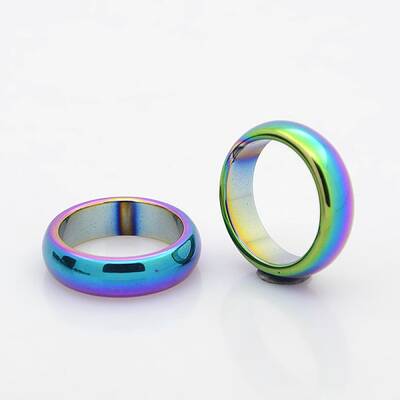 Electroplate Non-Magnetic Synthetic Hematite Wide Band Rings