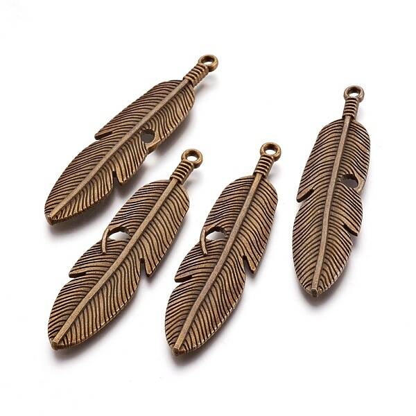Tibetan Style Alloy Feather Big Pendants