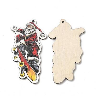 Single Face Christmas Printed Wood Big Pendants