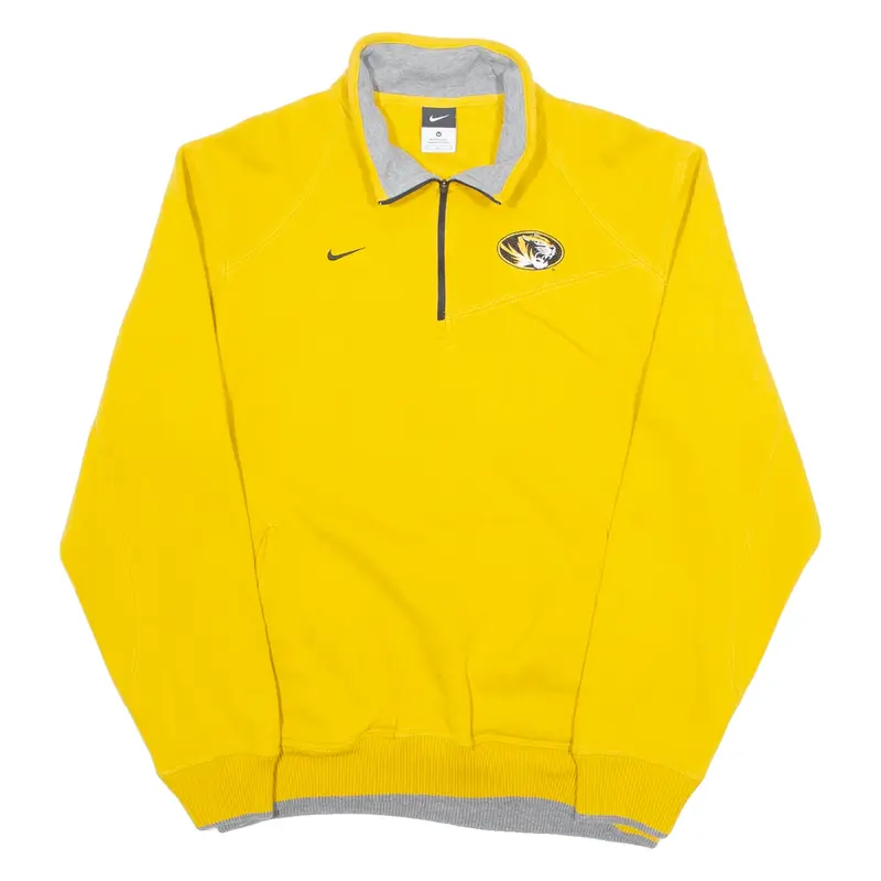 NIKE Mens Sweatshirt Yellow 1/4 Zip USA M