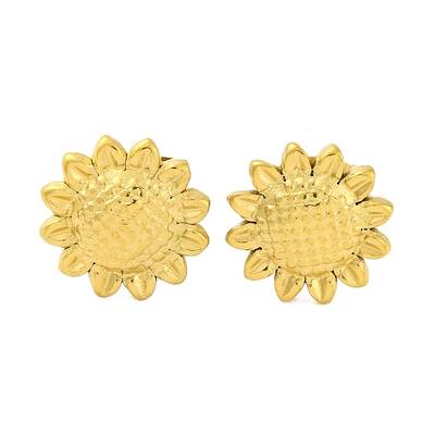 Ion Plating(IP)  304 Stainless Steel Sunflower Stud Earrings