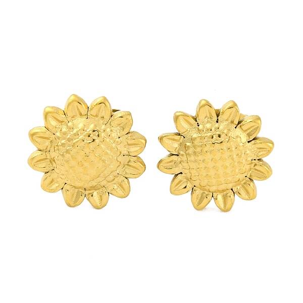 Ion Plating(IP)  304 Stainless Steel Sunflower Stud Earrings
