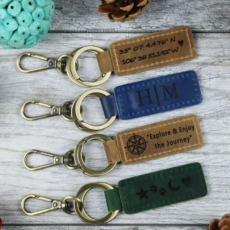 Custom Leather Keychain , Real Leather, Same Day Shipping, Free Shipping US