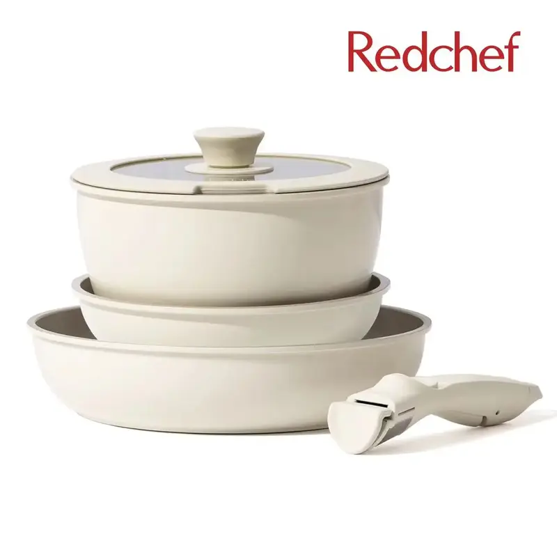 Redchef Non-Stick Pots and Pans Set, Ceramic Coating with Removable Handle, Healthy Cookware Set Non-Toxic, PFAS PFOA & PTFE ...