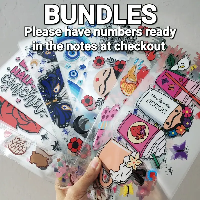 UV DTF Wrap Bundles for Cups and Hard Surfaces - 16oz Size Design Selection and Application Instructions