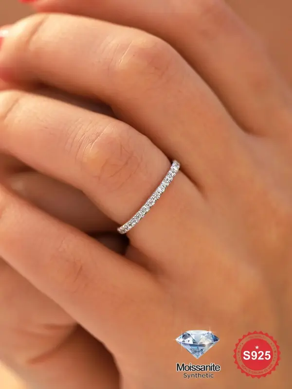 S925 Sterling Silver Synthetic Moissanite Engagement Ring, Fashionable Engagement Ring for Women, Trendy All-match & Exquisit...