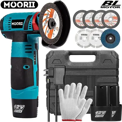 Cordless Angle Grinding Tool, 1 Set 12V Mini Brushless Power Motor 19500RPM Angle Grinding Tool for Thin Steel, Durable Han...