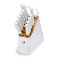 [FULL 6 COLOR] Beautiful 12 Piece Stainless Steel Knife Set Block Soft Grip Handles Black Sesame