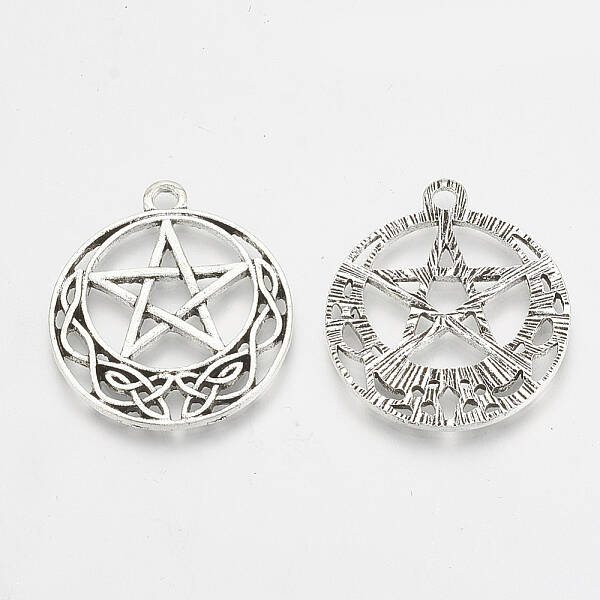 Tibetan Style Alloy Pentacle Pendants