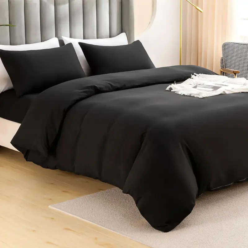 Solid Color Duvet Cover Set,  3 Counts/set Including 1 Count Duvet Cover & 2 Counts Pillowcase without Filler, Soft Bedding S...