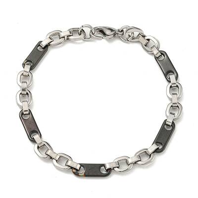 Two Tone 201 Stainless Steel Oval Link Chain Bracelet