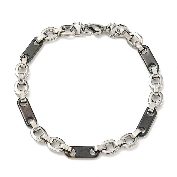 Two Tone 201 Stainless Steel Oval Link Chain Bracelet