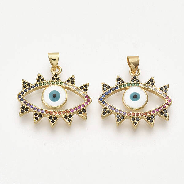 Golden Plated Brass Micro Pave Cubic Zirconia Pendants