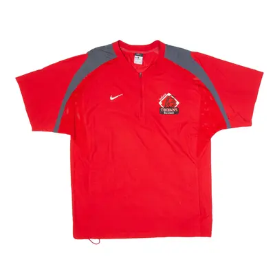 NIKE Indiana Trojans Baseball T-Shirt Red 1/4 Zip Short Sleeve Mens S