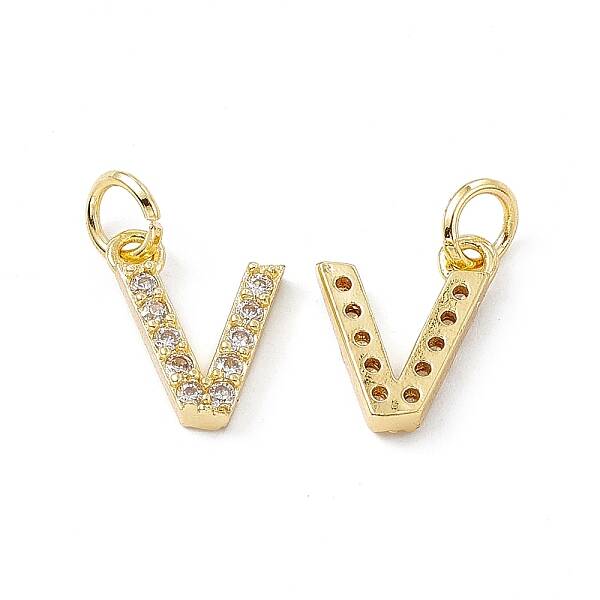 Real 18K Gold Plated Brass Micro Pave Clear Cubic Zirconia Charms