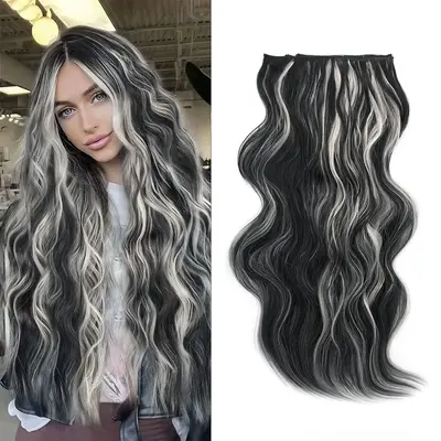 【QBEAUTY FallFreshness Collection】24 Inches Invisible Clip- in Synthetic Hair Extensions Thick Natural Hairpieces Double ...