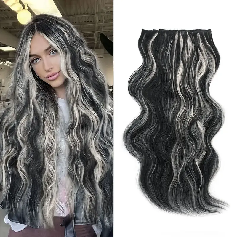 【QBEAUTY FallFreshness Collection】24 Inches Invisible Clip- in Synthetic Hair Extensions Thick Natural Hairpieces Double ...