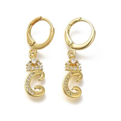 Brass Clear Cubic Zirconia Hoop Earrings