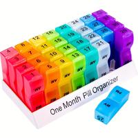 Monthly Pill Organizer, 1 Set 30 Days Pill Storage Box with Lid, Plastic Pill Organizer for Fish Oil,  Medicine Storage Box, ...