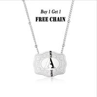 Holylegend Initial Letter Pendant Necklace with Embossed Belt Buckle, 2 Chains Included, Rhodium-Plated, Tarnish-Resistant, P...