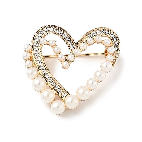 Zinc Alloy Rhinestone Heart Brooches
