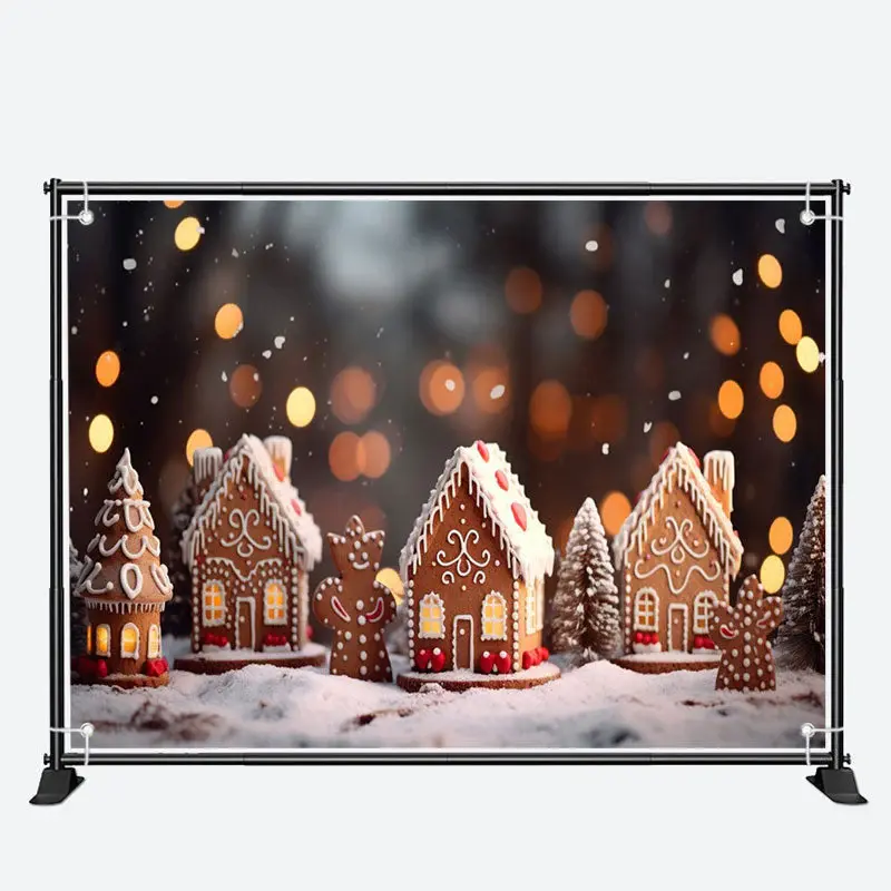 Biscuit House Gingerbread Man Christmas Backdrop - Aperturee