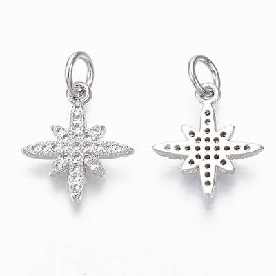 Brass Micro Pave Clear Cubic Zirconia Charms
